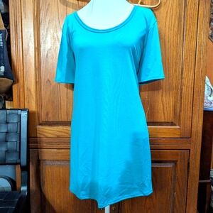 Lularoe 3XL ultra soft comfy stretch aqua short sleeve knee length T-shirt dress